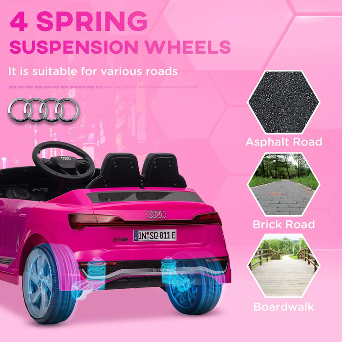 Kids Licensed Audi Q8 e-tron Sportback with Headlights in Pink 12V - Little and Giant Explorers AIYAPLAY