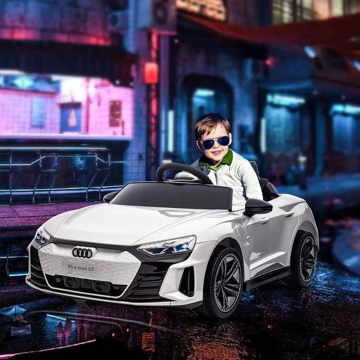 Licensed Audi RS E-tron GT with Remote Control, Suspension System, Lights and Music 12V in White - Little and Giant Explorers HOMCOM