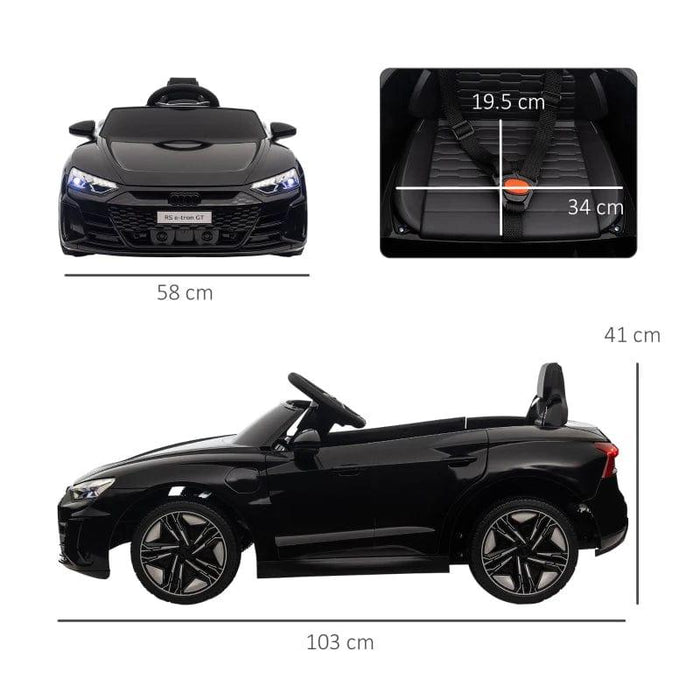 Licensed Audi RS E-tron GT with Remote, Suspension System, Lights and Music 12V in Black - Little and Giant Explorers HOMCOM