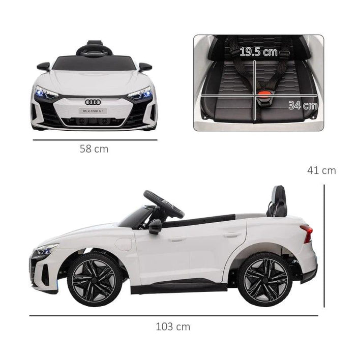 Licensed Audi RS E-tron GT with Remote Control, Suspension System, Lights and Music 12V in White - Little and Giant Explorers HOMCOM