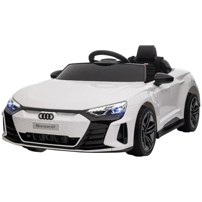 Kids Licensed Audi RS E-tron GT with Remote Control, Suspension System, Lights and Music 12V in White - Little and Giant Explorers HOMCOM