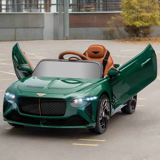 Licensed Bentley Bacalar with Remote, Horn, Lights, Music and Suspension Wheels 12V in Green - Little and Giant Explorers HOMCOM