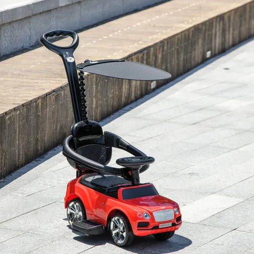 Kids Licensed Bentley Bentayga 3-in-1 Push Car with Canopy, Horn and Music in Red - Little and Giant Explorers AIYAPLAY