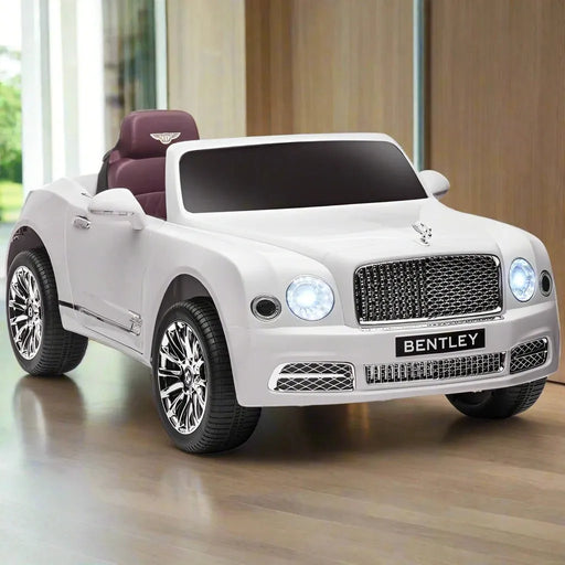 Licensed Bentley Mulsanne with Remote Control, LED lights and Music 12V in White - Little and Giant Explorers HOMCOM