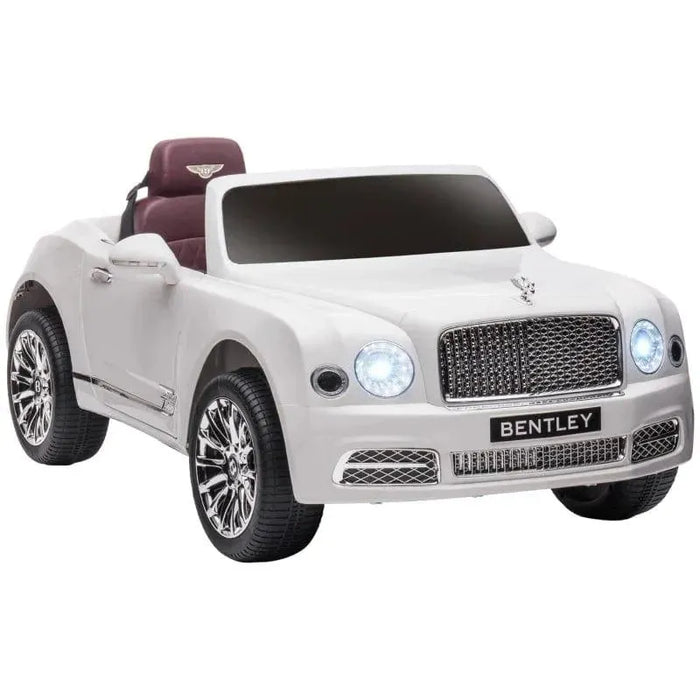 Kids Licensed Bentley Mulsanne with Remote Control, LED lights and Music 12V in White - Little and Giant Explorers HOMCOM