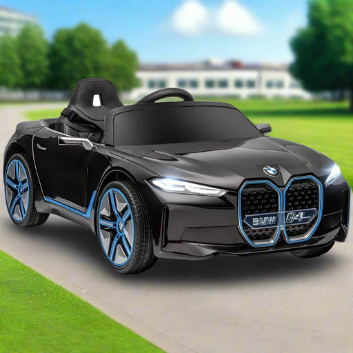 Licensed BMW i4 with Horn, Music and Lights 12V in Black - Little and Giant Explorers HOMCOM