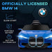 Licensed BMW i4 with Horn, Music and Lights 12V in Blue - Little and Giant Explorers HOMCOM