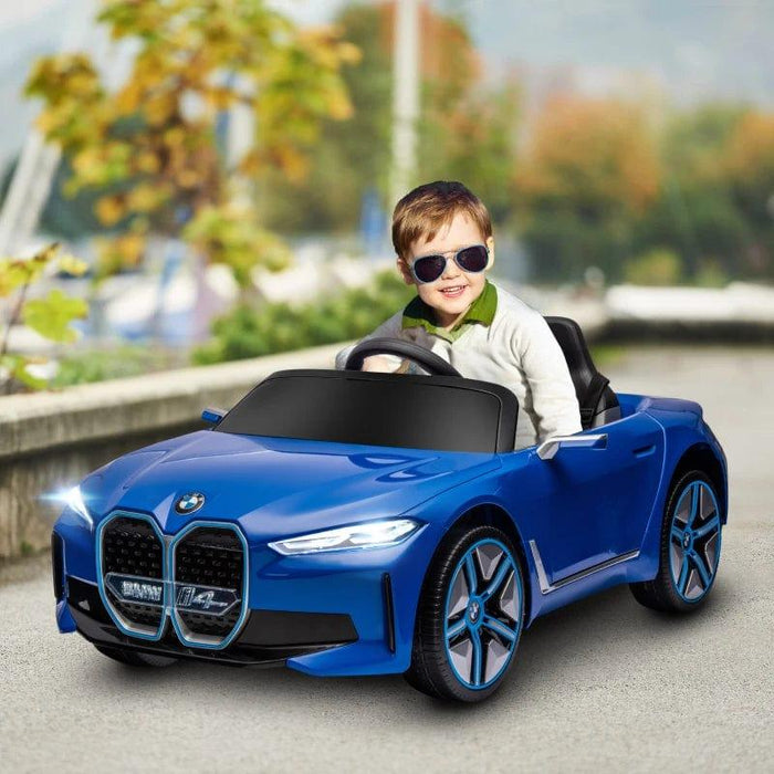 Licensed BMW i4 with Horn, Music and Lights 12V in Blue - Little and Giant Explorers HOMCOM