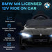 Kids Licensed BMW M4 with Easy Transport, Remote Control, Suspensions, Music, Horn and LED Lights 12V in Black - Little and Giant Explorers AIYAPLAY