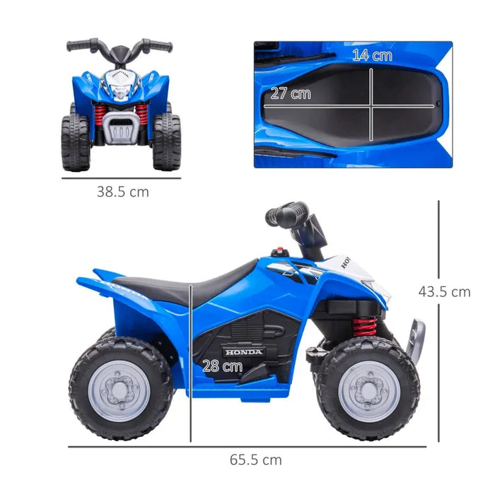 Kids Licensed Honda Electric Ride on Quad Bike with LED Light and Horn 6V in Blue - Little and Giant Explorers AIYAPLAY