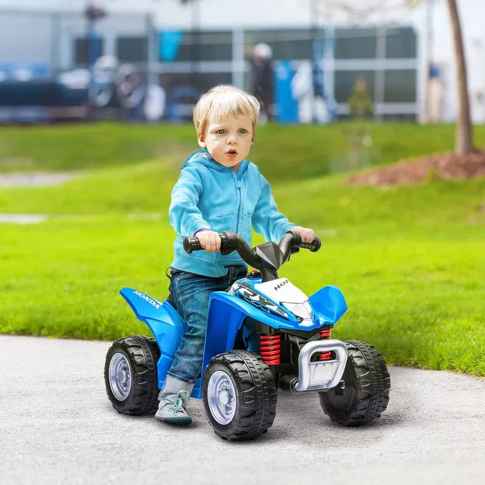 Kids Licensed Honda Electric Ride on Quad Bike with LED Light and Horn 6V in Blue - Little and Giant Explorers AIYAPLAY