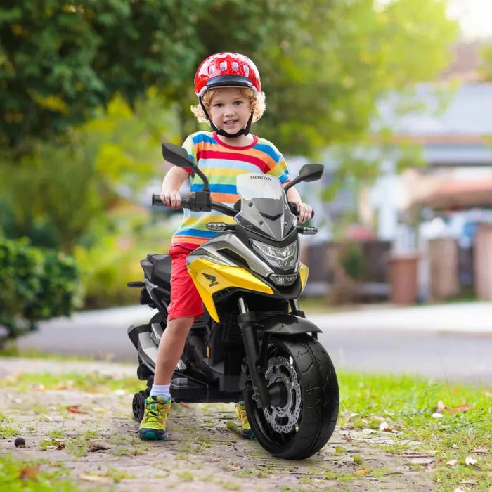 Kids Licensed Honda Electric Motorbike with Music, Headlights and Early Education Function 12V in Yellow - Little and Giant Explorers AIYAPLAY