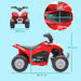 Kids Licensed Honda Electric Ride on Quad Bike with LED Light and Horn 6V in Red - Little and Giant Explorers AIYAPLAY