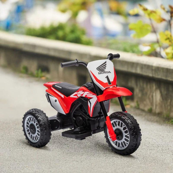 Licensed Honda Kids Ride on Three Wheeled Motorbike with Horn and Startup Sound 6V in Red - Little and Giant Explorers HOMCOM