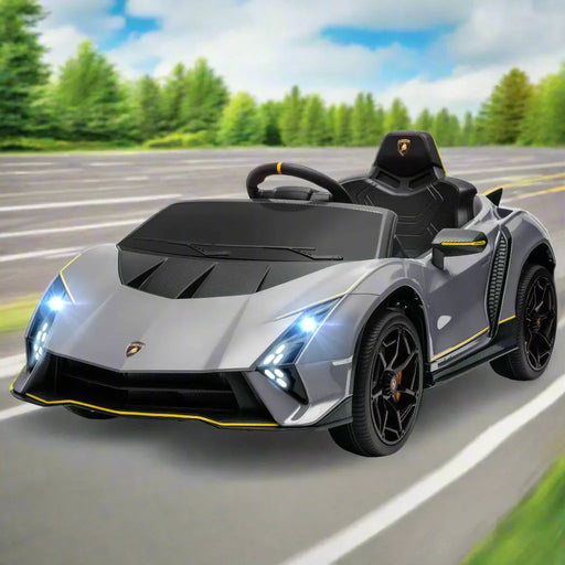 Kids Licensed Lamborghini Autentica in Grey 12V - Little and Giant Explorers AIYAPLAY