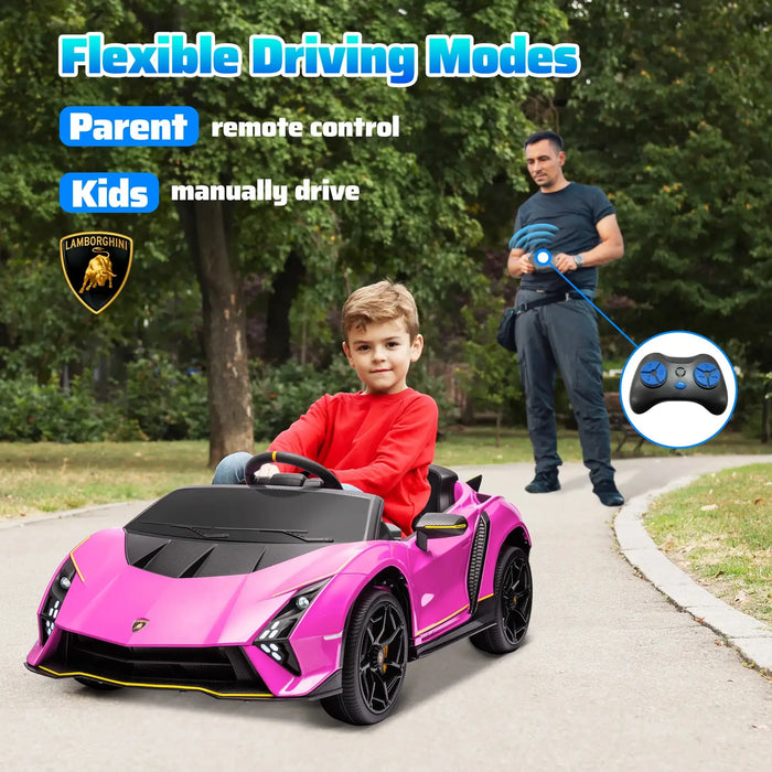 Kids Licensed Lamborghini Autentica in Pink 12V - Little and Giant Explorers AIYAPLAY