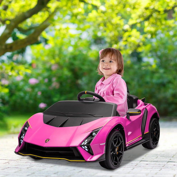 Kids Licensed Lamborghini Autentica in Pink 12V - Little and Giant Explorers AIYAPLAY