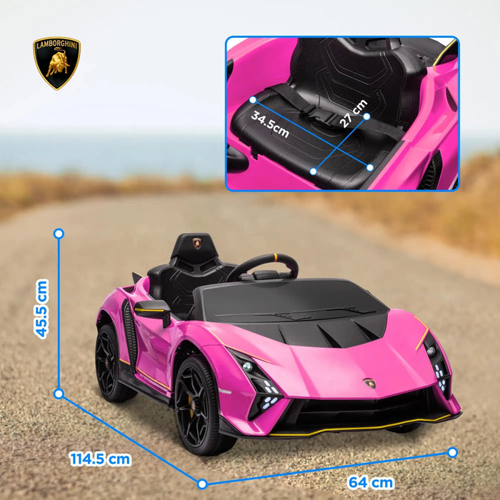 Kids Licensed Lamborghini Autentica in Pink 12V - Little and Giant Explorers AIYAPLAY