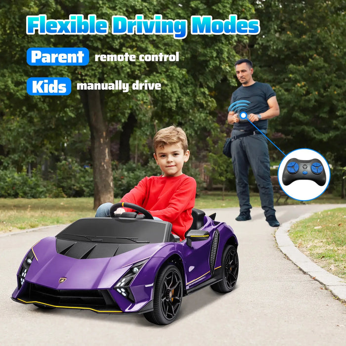 Kids Licensed Lamborghini Autentica in Purple 12V - Little and Giant Explorers AIYAPLAY