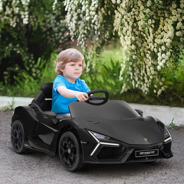 Kids Licensed Lamborghini Revuelto with Butterfly Doors in Black 12V - Little and Giant Explorers AIYAPLAY