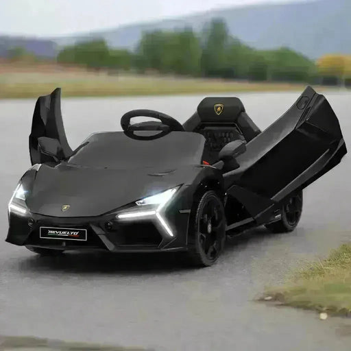 Kids Licensed Lamborghini Revuelto with Butterfly Doors in Black 12V - Little and Giant Explorers AIYAPLAY