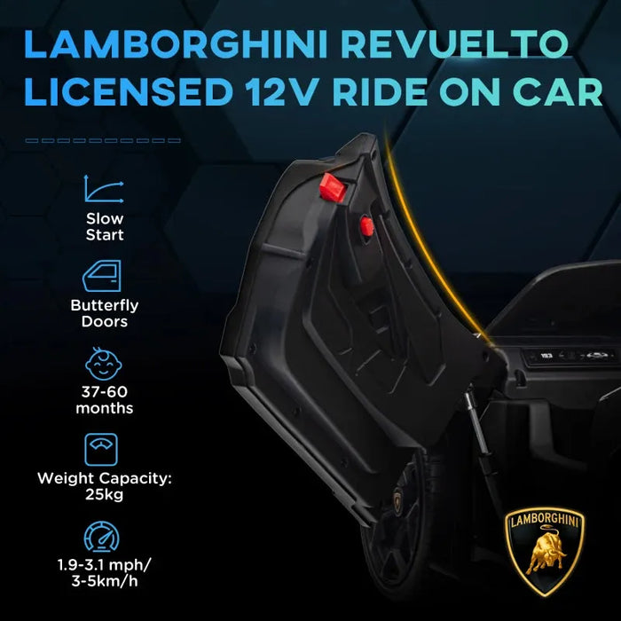 Kids Licensed Lamborghini Revuelto with Butterfly Doors in Black 12V - Little and Giant Explorers AIYAPLAY