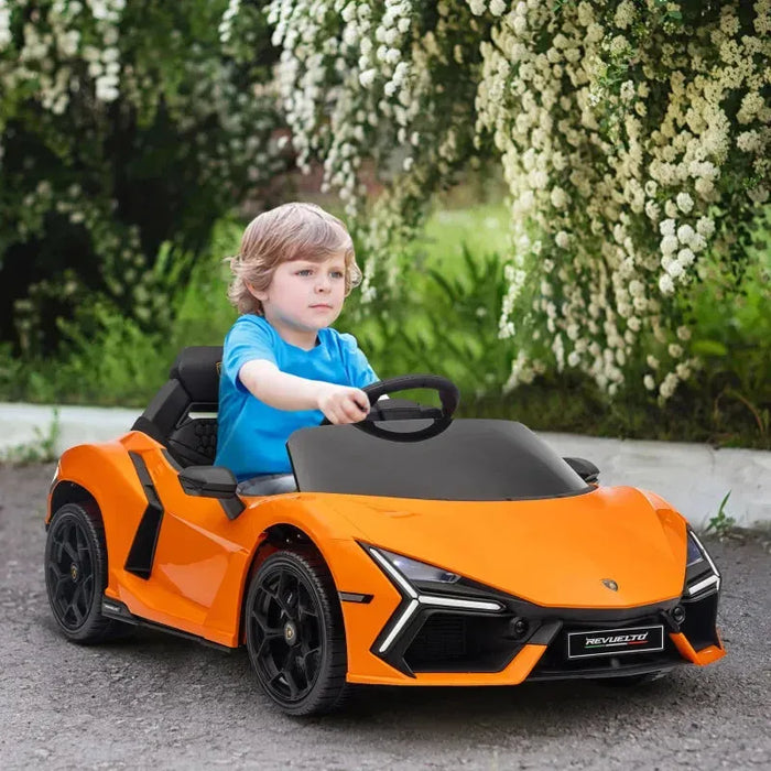 Kids Licensed Lamborghini Revuelto with Butterfly Doors in Orange 12V - Little and Giant Explorers AIYAPLAY