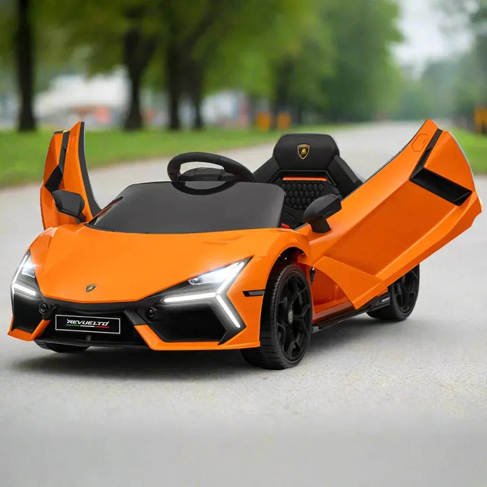 Kids Licensed Lamborghini Revuelto with Butterfly Doors in Orange 12V - Little and Giant Explorers AIYAPLAY