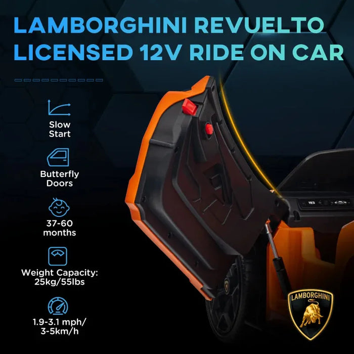 Kids Licensed Lamborghini Revuelto with Butterfly Doors in Orange 12V - Little and Giant Explorers AIYAPLAY