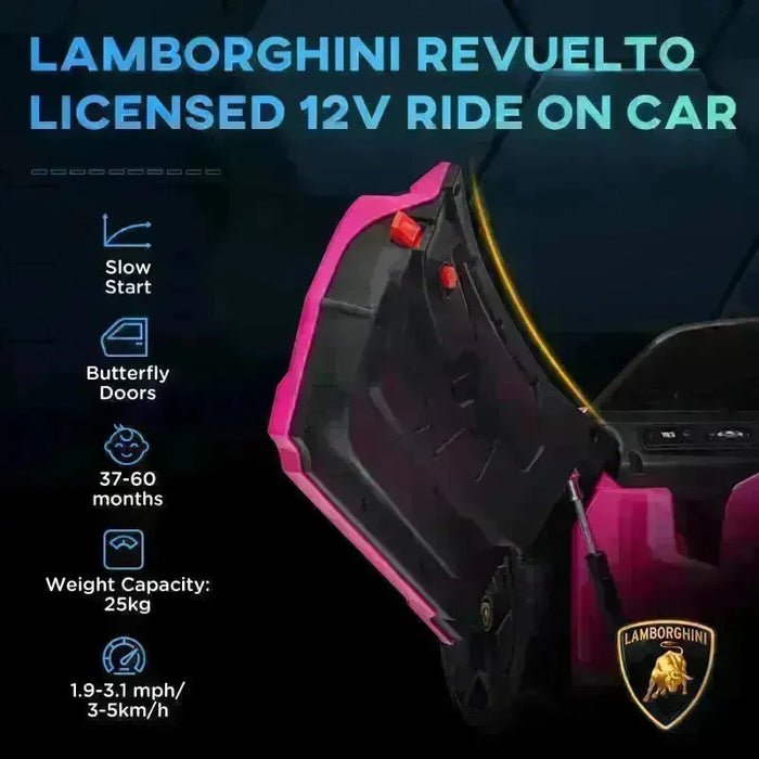 Kids Licensed Lamborghini Revuelto with Butterfly Doors in Pink 12V - Little and Giant Explorers AIYAPLAY