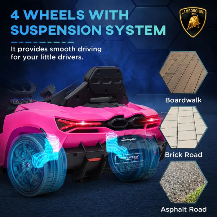 Kids Licensed Lamborghini Revuelto with Butterfly Doors in Pink 12V - Little and Giant Explorers AIYAPLAY