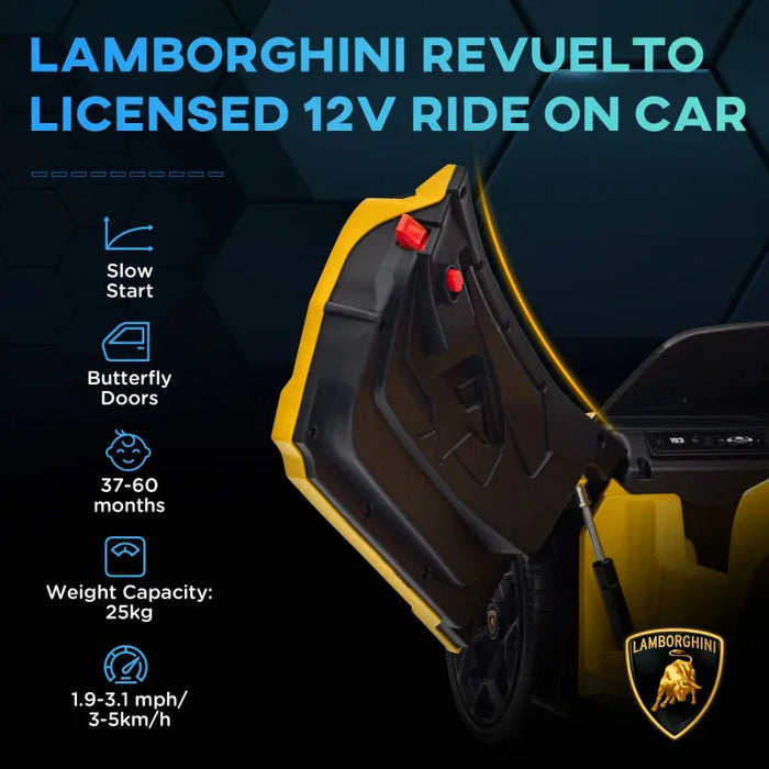 Kids Licensed Lamborghini Revuelto with Butterfly Doors in Yellow 12V - Little and Giant Explorers AIYAPLAY