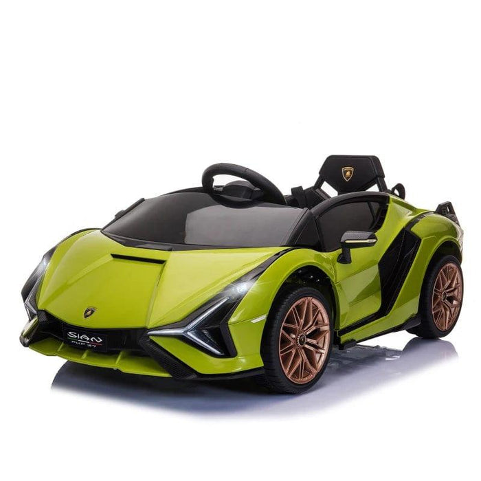 Licensed Lamborghini Sian with Remote, Music, Lights and MP3 12V in Green - Little and Giant Explorers HOMCOM