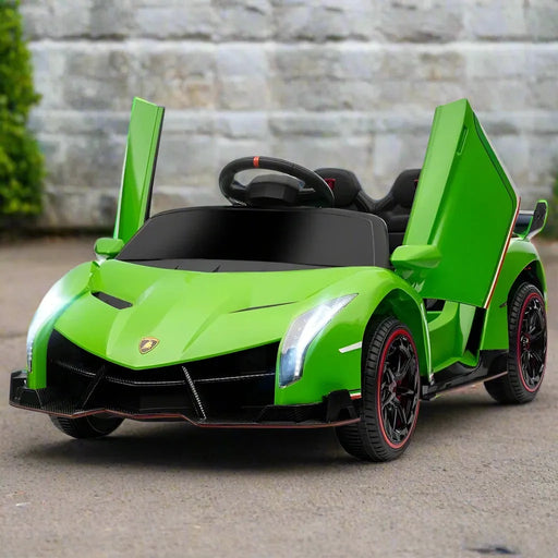 Licensed Lamborghini Veneno with Remote, Music and Horn 12V in Green - Little and Giant Explorers HOMCOM