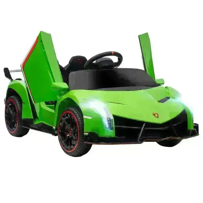 Licensed Lamborghini Veneno with Remote, Music and Horn 12V in Green - Little and Giant Explorers HOMCOM