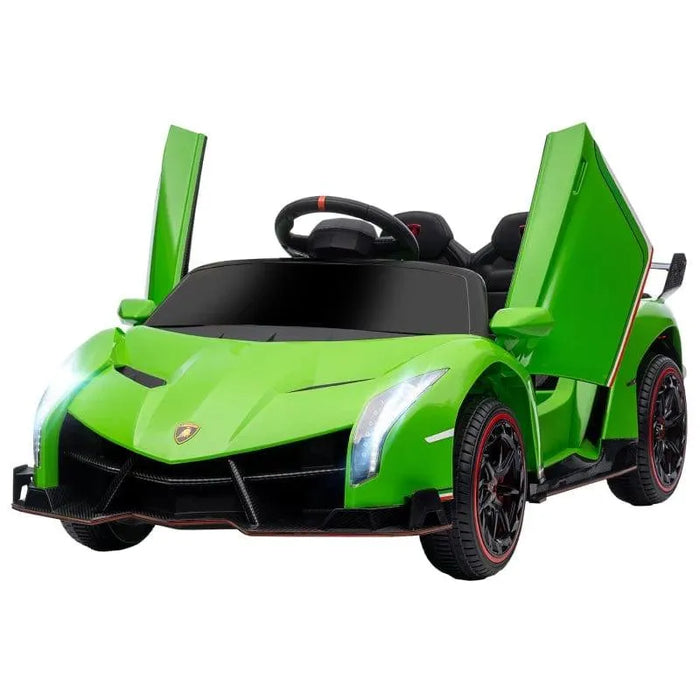 Kids Licensed Lamborghini Veneno with Remote, Music and Horn 12V in Green - Little and Giant Explorers HOMCOM