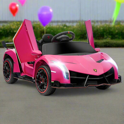 Licensed Lamborghini Veneno with Remote, Music and Horn 12V in Pink - Little and Giant Explorers HOMCOM