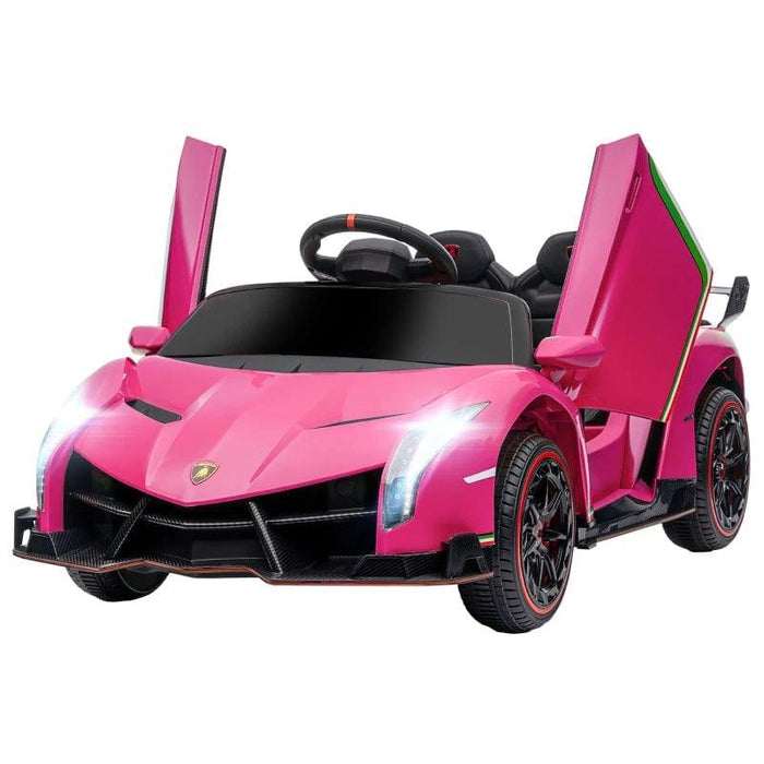 Licensed Lamborghini Veneno with Remote, Music and Horn 12V in Pink - Little and Giant Explorers HOMCOM