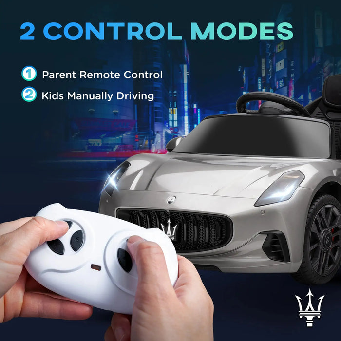 Kids Licensed Maserati Gran Turismo Folgore in Grey 12V - Little and Giant Explorers AIYAPLAY