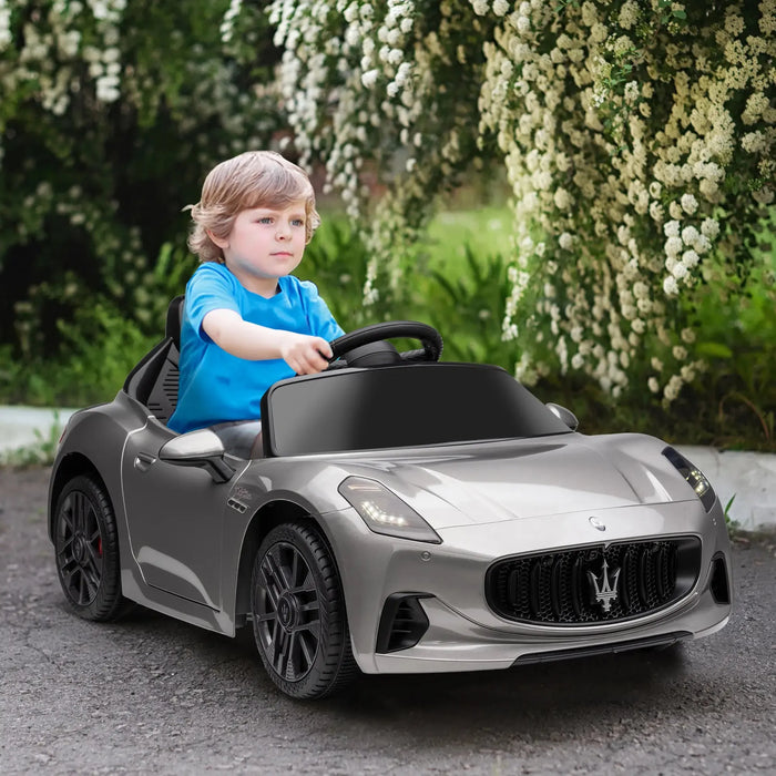 Kids Licensed Maserati Gran Turismo Folgore in Grey 12V - Little and Giant Explorers AIYAPLAY