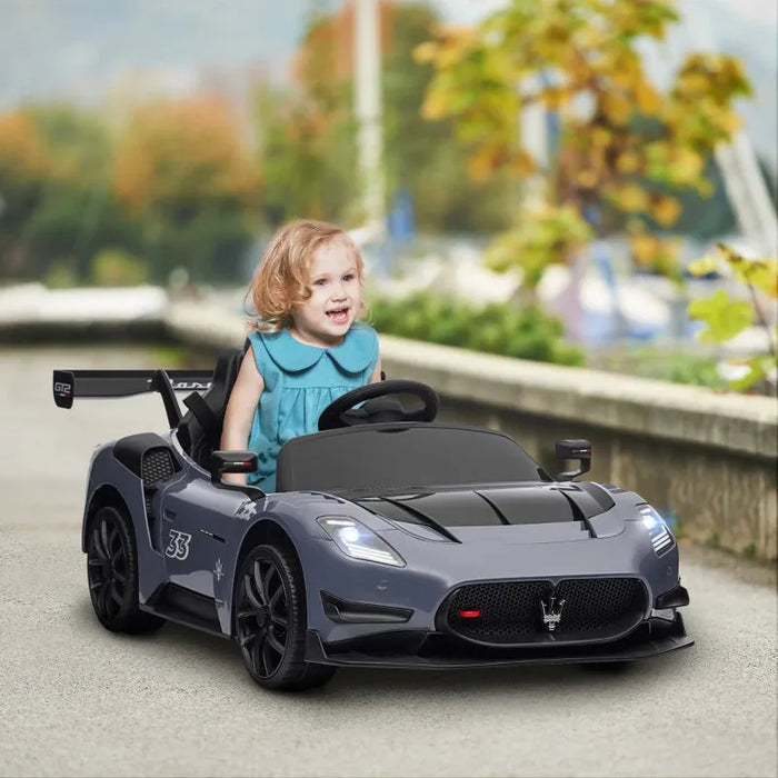 Kids Licensed Maserati GT2 with Remote and Lights in Grey 12V - Little and Giant Explorers AIYAPLAY