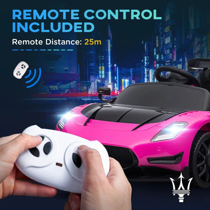 Kids Licensed Maserati GT2 with Remote and Lights in Pink 12V - Little and Giant Explorers AIYAPLAY