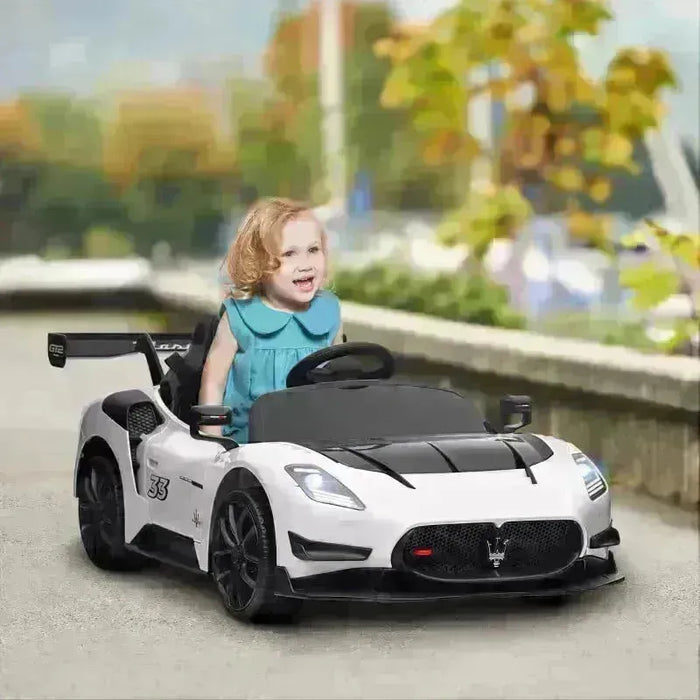 Kids Licensed Maserati GT2 with Remote and Lights in White 12V - Little and Giant Explorers AIYAPLAY