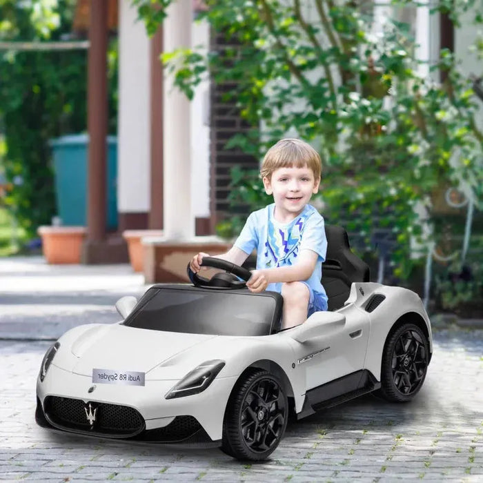 Kids Licensed Maserati MC20 with Spring Suspension in White 12V - Little and Giant Explorers AIYAPLAY