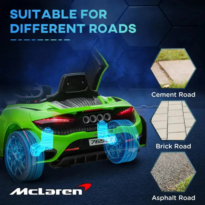 Kids Licensed McLaren 765LT with Butterfly Doors in Green 12V - Little and Giant Explorers AIYAPLAY