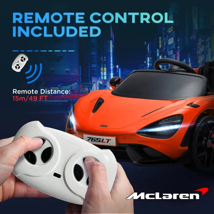 Kids Licensed McLaren 765LT with Butterfly Doors in Orange 12V - Little and Giant Explorers AIYAPLAY