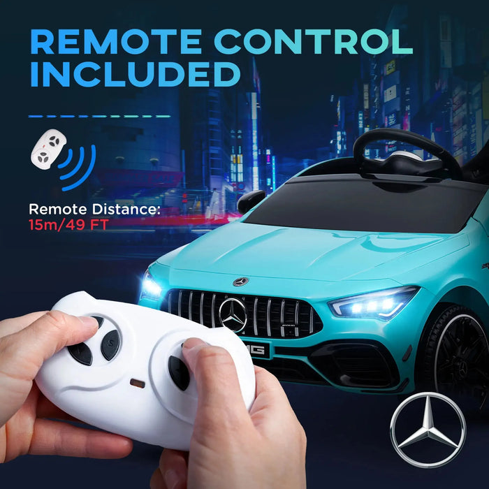 Kids Licensed Mercedes-AMG CLA 45 with Suspension in Light Blue 12V - Little and Giant Explorers AIYAPLAY