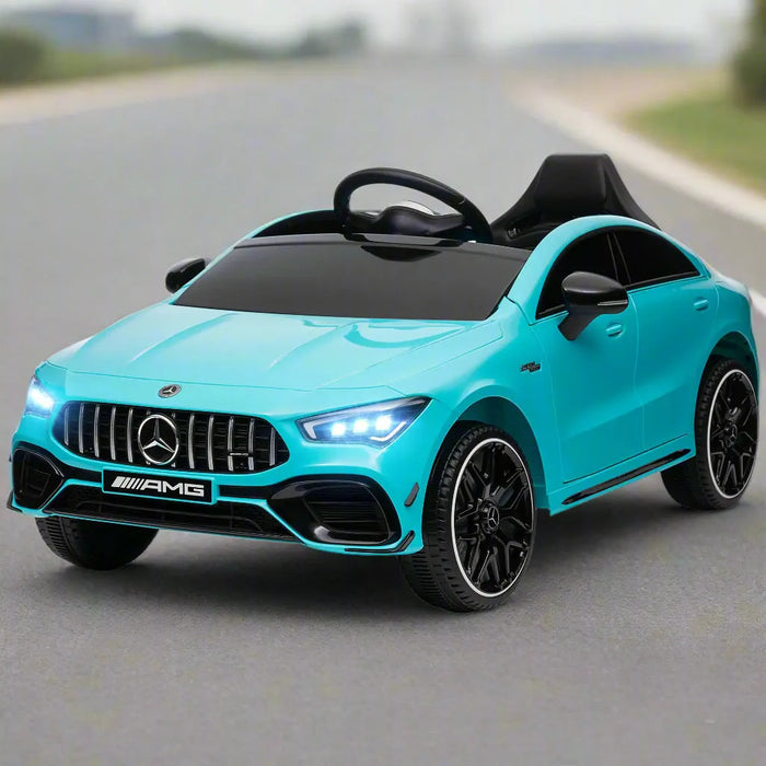 Kids Licensed Mercedes-AMG CLA 45 with Suspension in Light Blue 12V - Little and Giant Explorers AIYAPLAY