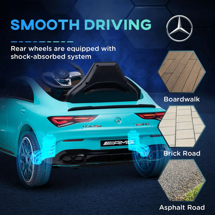 Kids Licensed Mercedes-AMG CLA 45 with Suspension in Light Blue 12V - Little and Giant Explorers AIYAPLAY