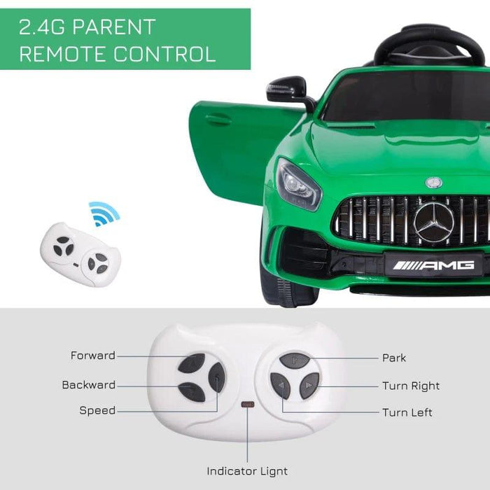 Licensed Mercedes Benz AMG GTR 12V in Green - Little and Giant Explorers HOMCOM